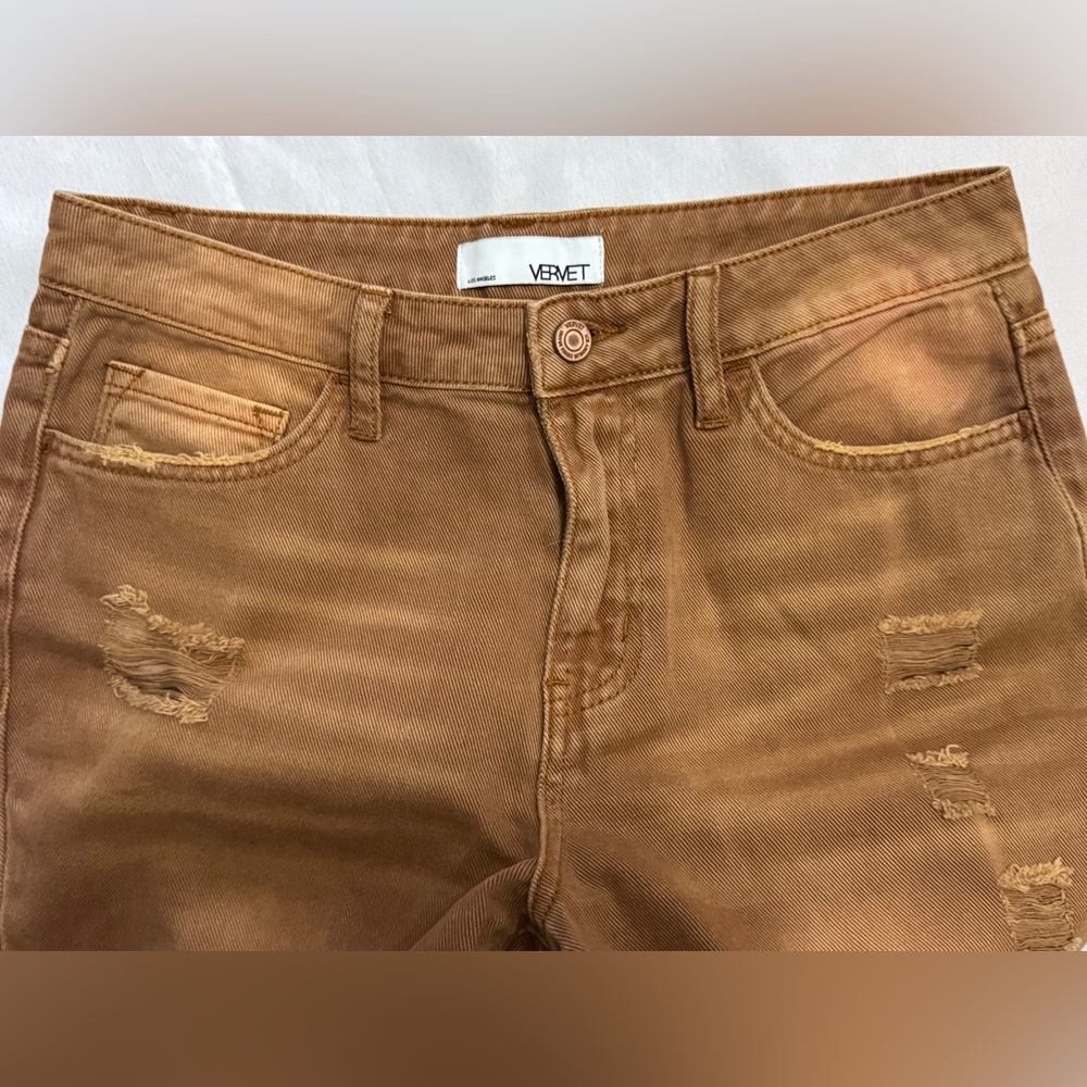 Like New Vervet By Flying Monkey Norah Camel Hi Rise Straight Crop Jeans - Picture 6 of 7